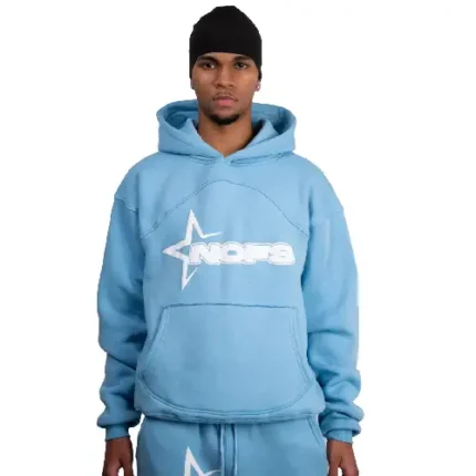 Baby Blue Noneofus Hoodie Front