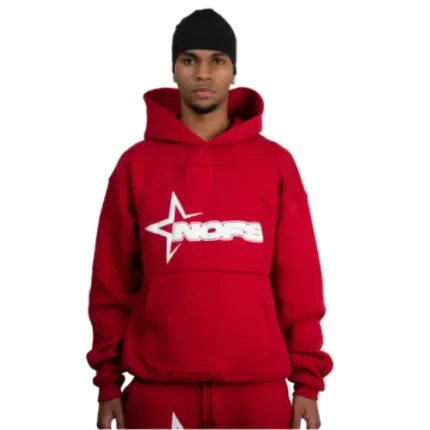 White and Red NOFS Hoodie Front